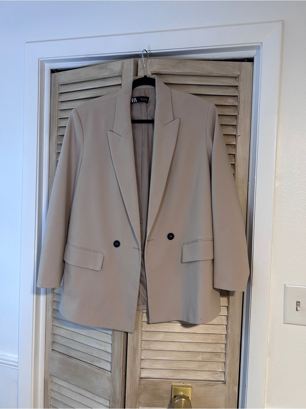 Zara Light Beige Double-Breasted Blazer